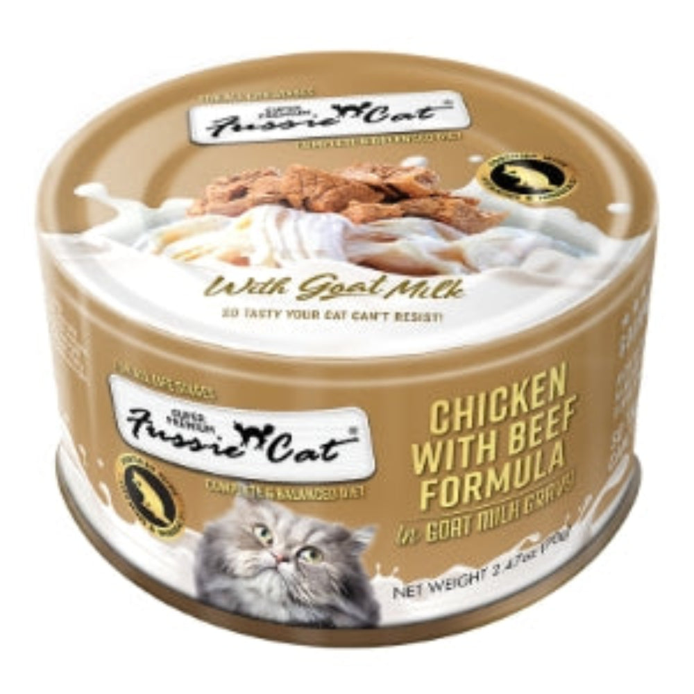 Fussie Cat Premium Chicken & Beef w/Goats Milk in Gravy 2.47oz