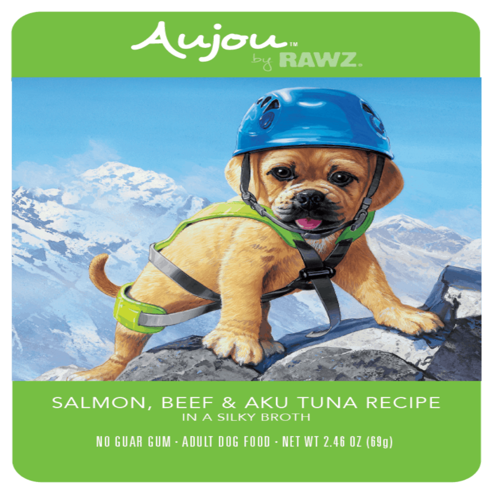 Rawz Aujou Salmon, Beef & Aku Tuna Pouch 2.46oz