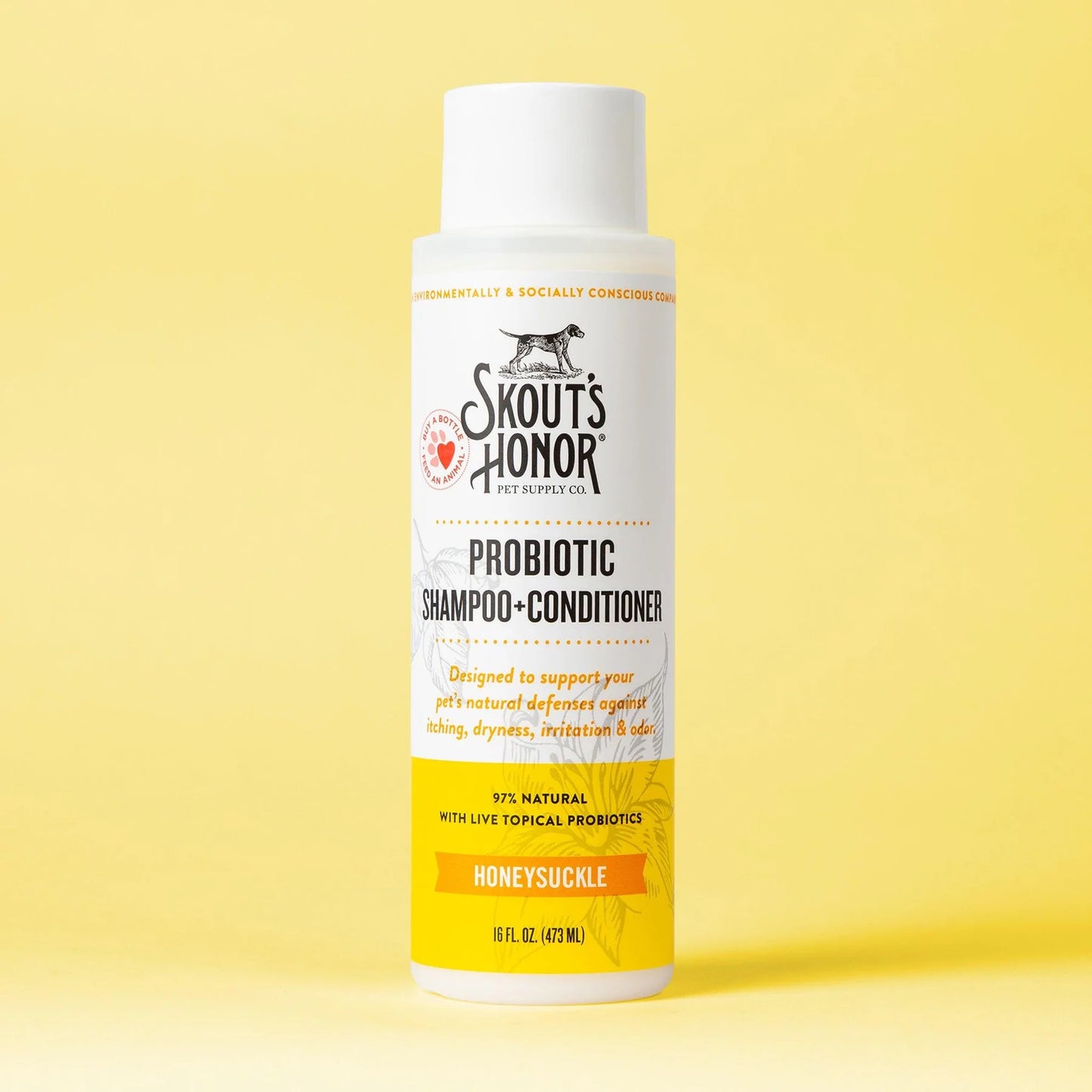 Skout's Honor Probiotic Shampoo & Conditioner For Dogs & Cats Honeysuckle Scent 16oz