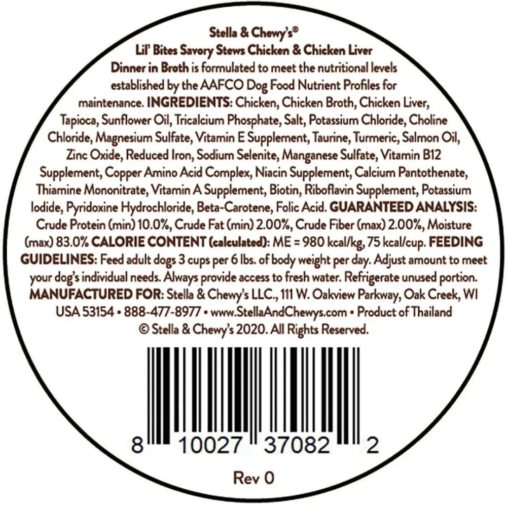 Stella & Chewy's Lil Bites Chicken & Chicken Liver Stew Broth Cups 2.7oz