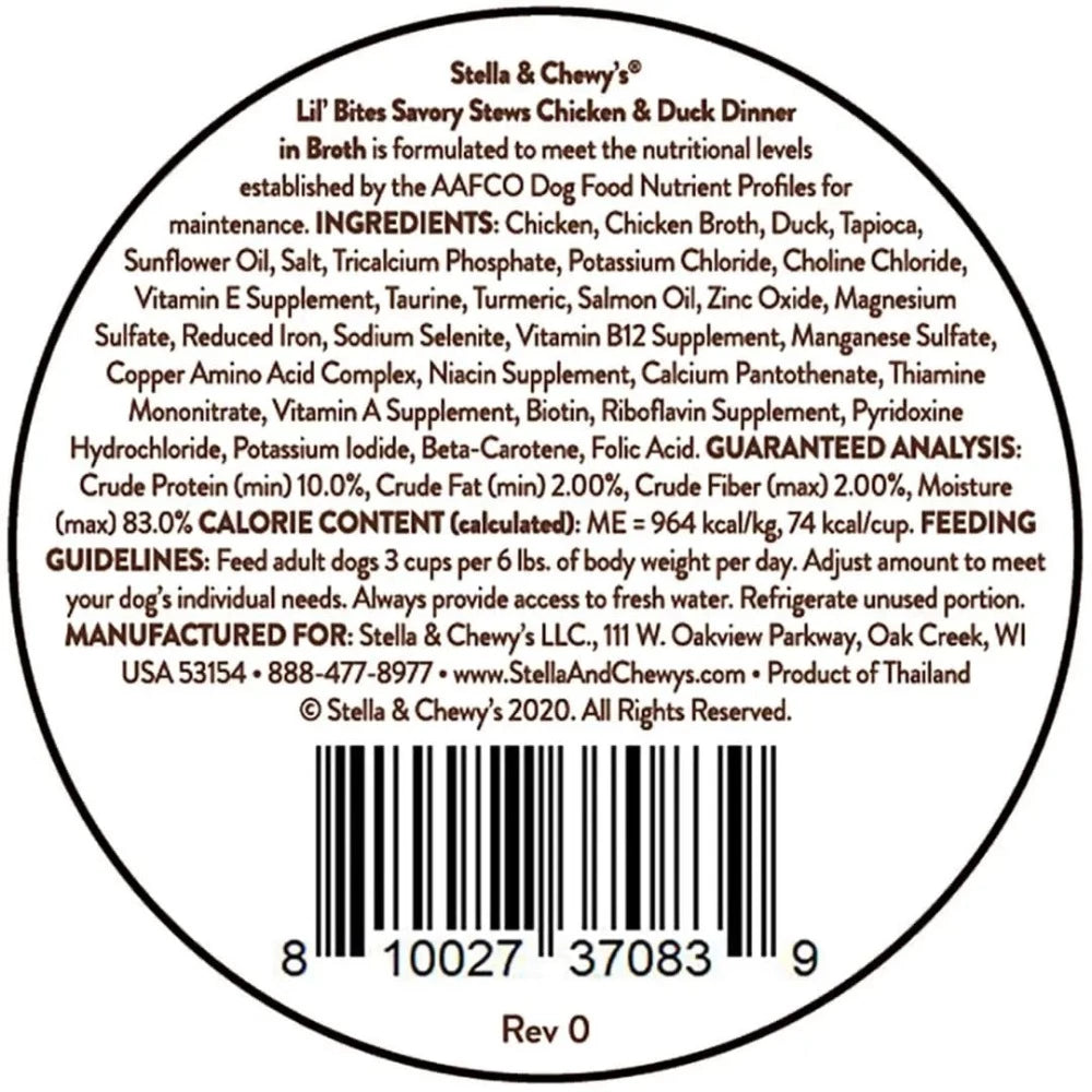 Stella & Chewy's Lil Bites Chicken & Duck Stew Broth Cups 2.7oz