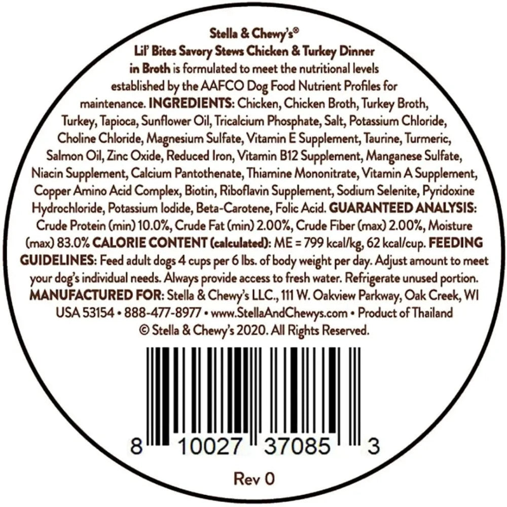 Stella & Chewy's Lil Bites Chicken & Turkey Stew Broth Cups 2.7oz