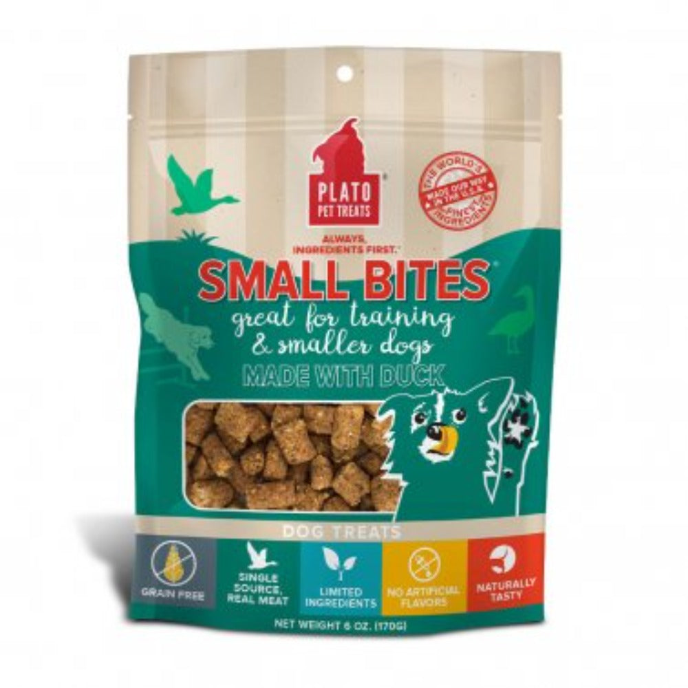 Plato Pet Treats Small Bites Grain Free Duck Meaty Morsel Dog Treat