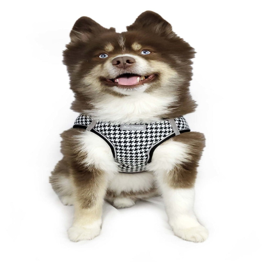 Hip Doggie Reflective Step in Harness Houndstooth