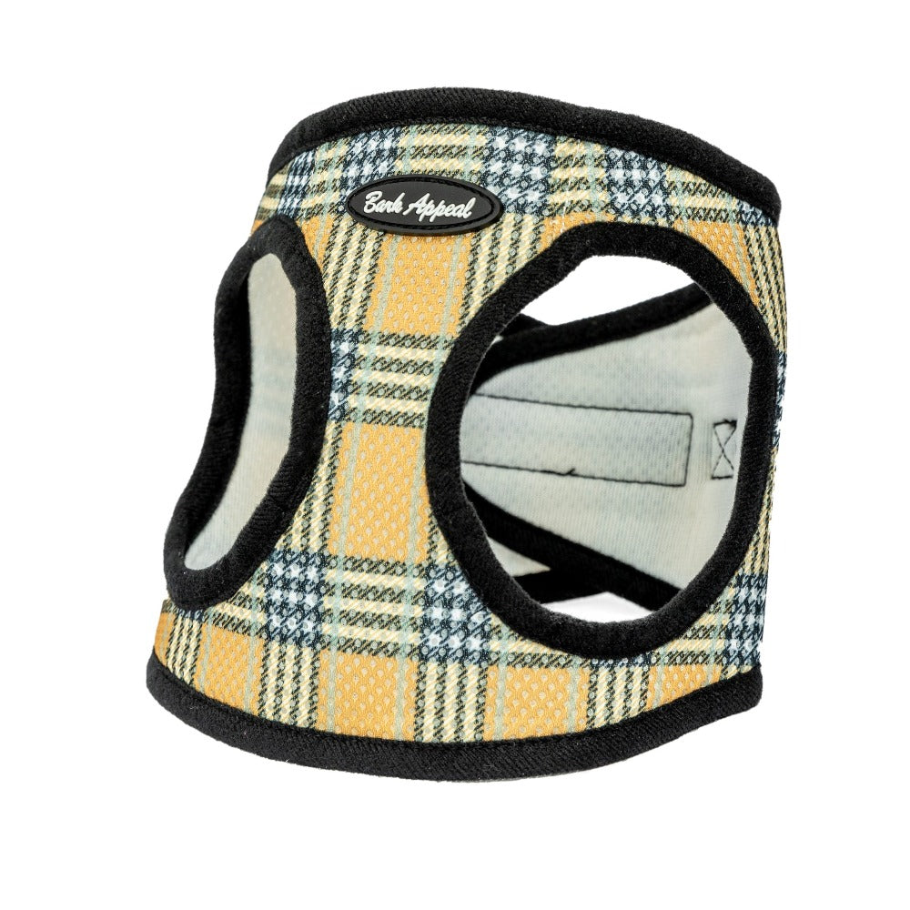 Bark Appeal Mesh Step In Harness Tan Plaid