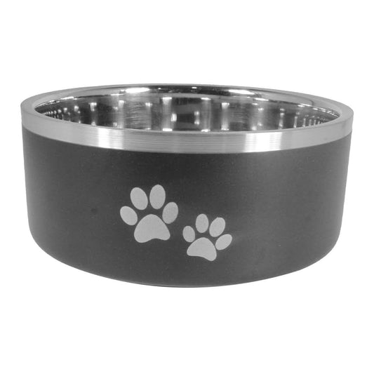 ThoozyPet Double Wall Bowl w/Paws Black