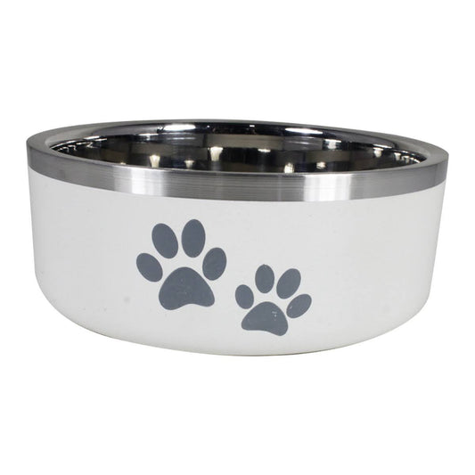 ThoozyPet Double Wall Bowl w/Paws Butter Milk