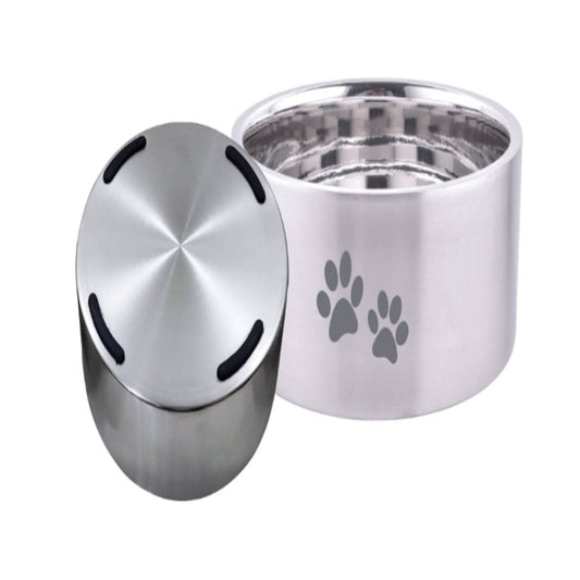 ThoozyPet Double Wall Bowl w/Paws Silver