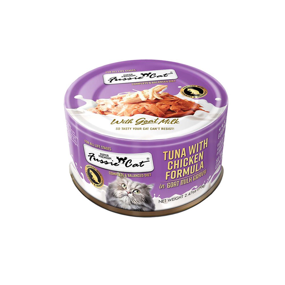 Fussie Cat Premium Tuna & Chicken w/Goats Milk  2.47oz