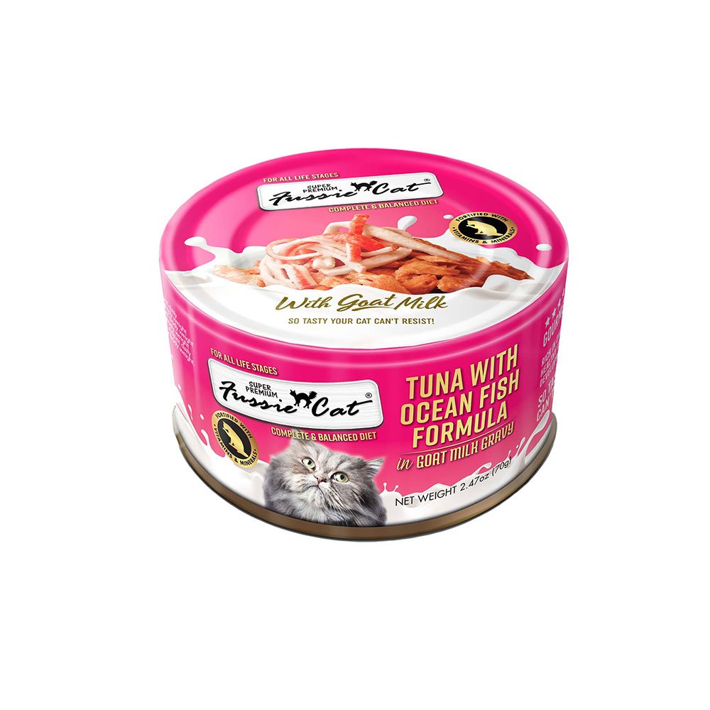 Fussie Cat Premium Tuna With Oceanfish Formula w/Goats Milk  2.47oz