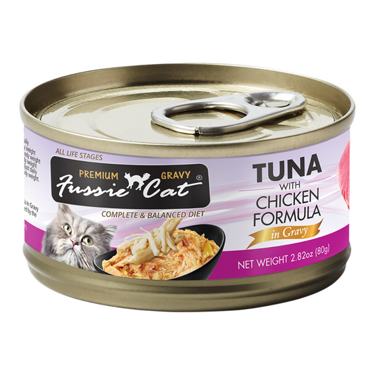 Fussie Cat Premium Tuna With Chicken Formula In "Gravy" Cat 2.8oz