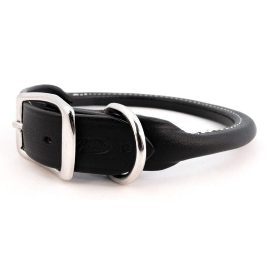 Auburn Rolled Leather Collar Black