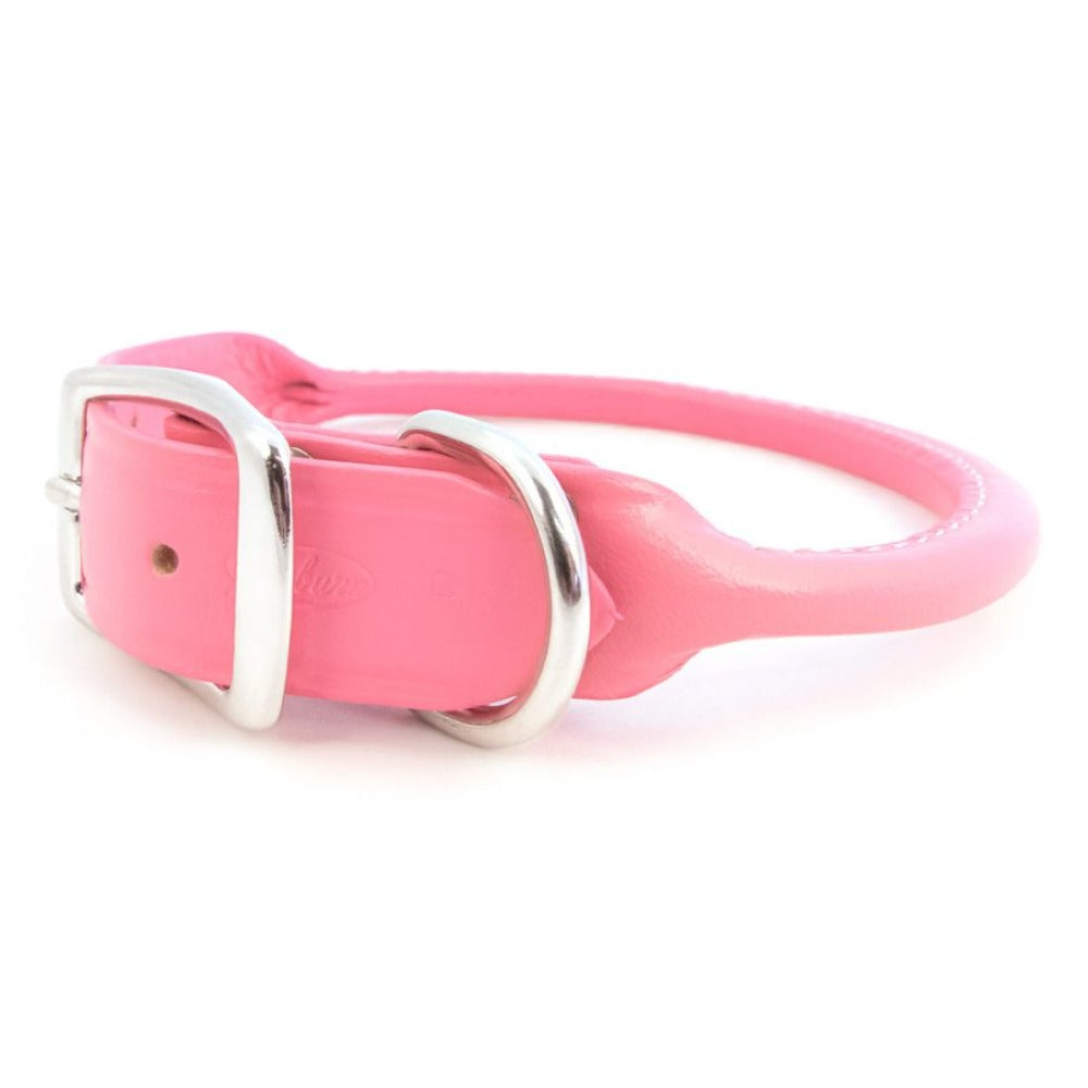 Auburn Rolled Leather Collar Pink