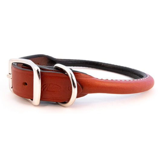 Auburn Rolled Leather Collar Tan