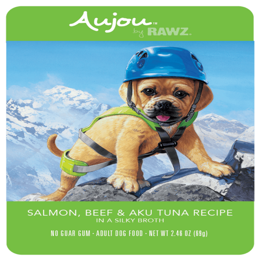 Rawz Aujou Salmon, Beef & Aku Tuna Pouch 2.46oz