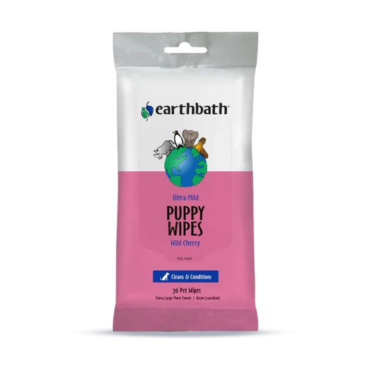 Earthbath Ultra-Mild Puppy Wipes plant-based wipes Wild Cherry
