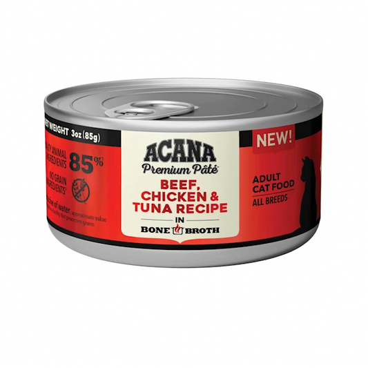 Acana Beef, Chicken & Tuna w/Bone Broth Cat 3oz