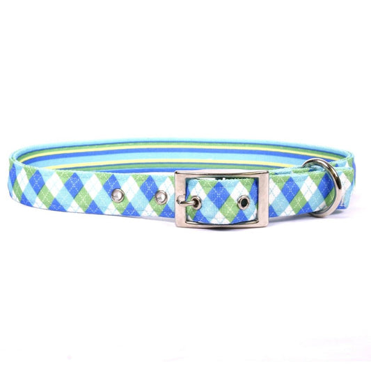 Yellow Dog Design "Uptown" Blue & Green Argyle Collar