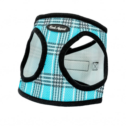 Bark Appeal Mesh Step In Harness Blue Plaid