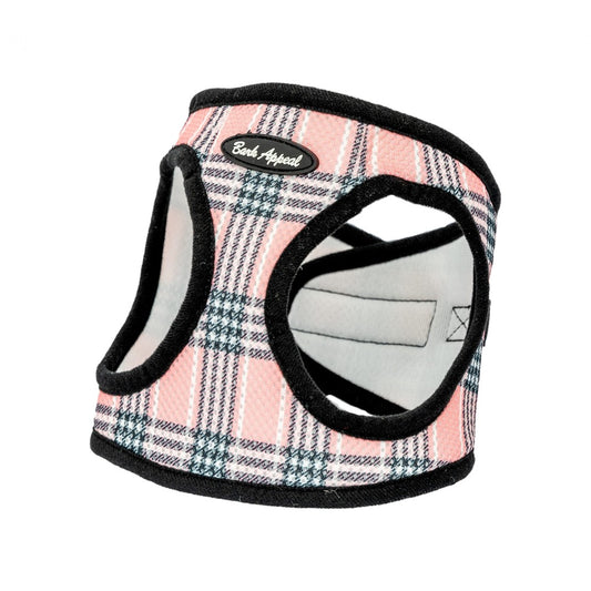 Bark Appeal Mesh Step In Harness Pink Plaid