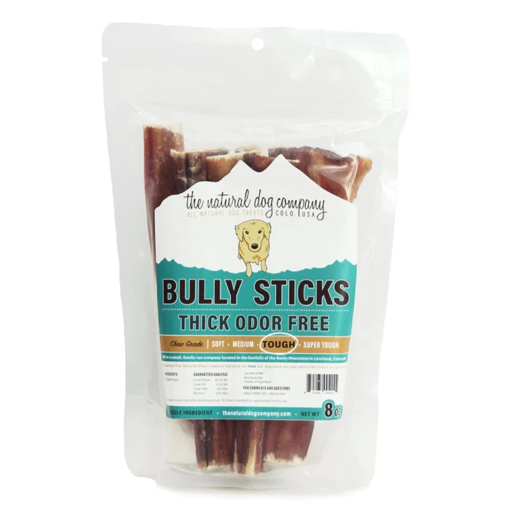 The Natural Dog Company 6" Odor Free Thick Bully Stick 8oz Bag